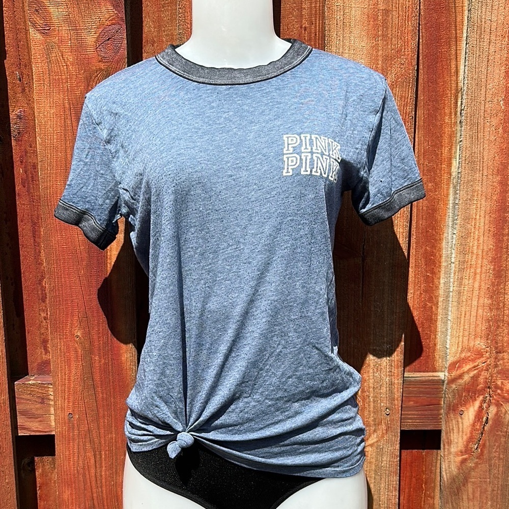 Pink Victoria’s Secret Blue and Black Graphic Tee Size XS